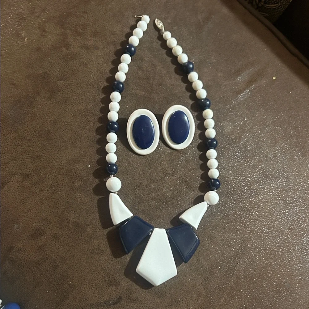 1970’s Blue & White 2 Necklace’s & 2 Earring Sets